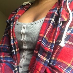 Forever 21 Button Up Flannel Hoodie